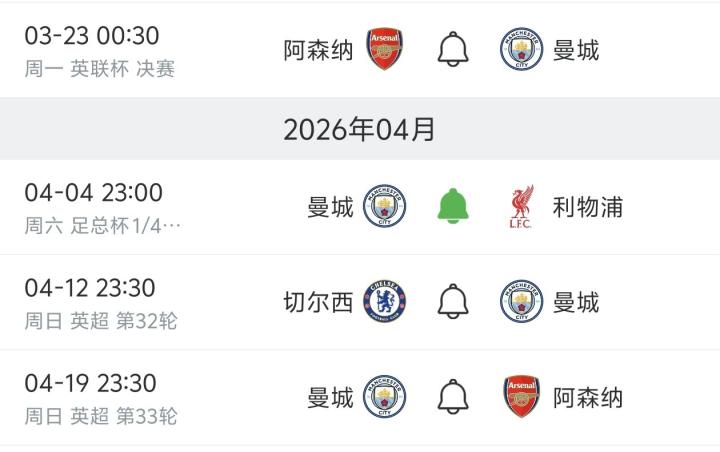  曼城若淘汰皇马，4月赛程将极度密集；足总杯遇利物浦，欧冠或对拜仁，英超争冠战火升级 体育新闻