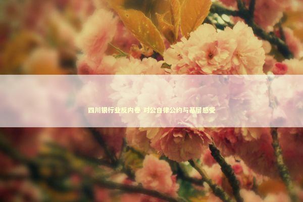 四川银行业反内卷 对公自律公约与基层感受 新闻